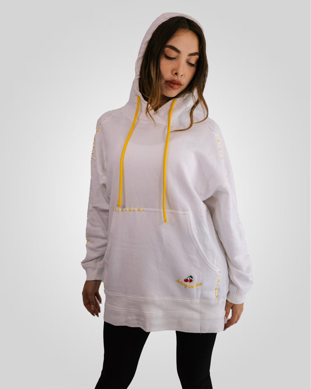 Juicy Ladies Embroidered White Hoodie