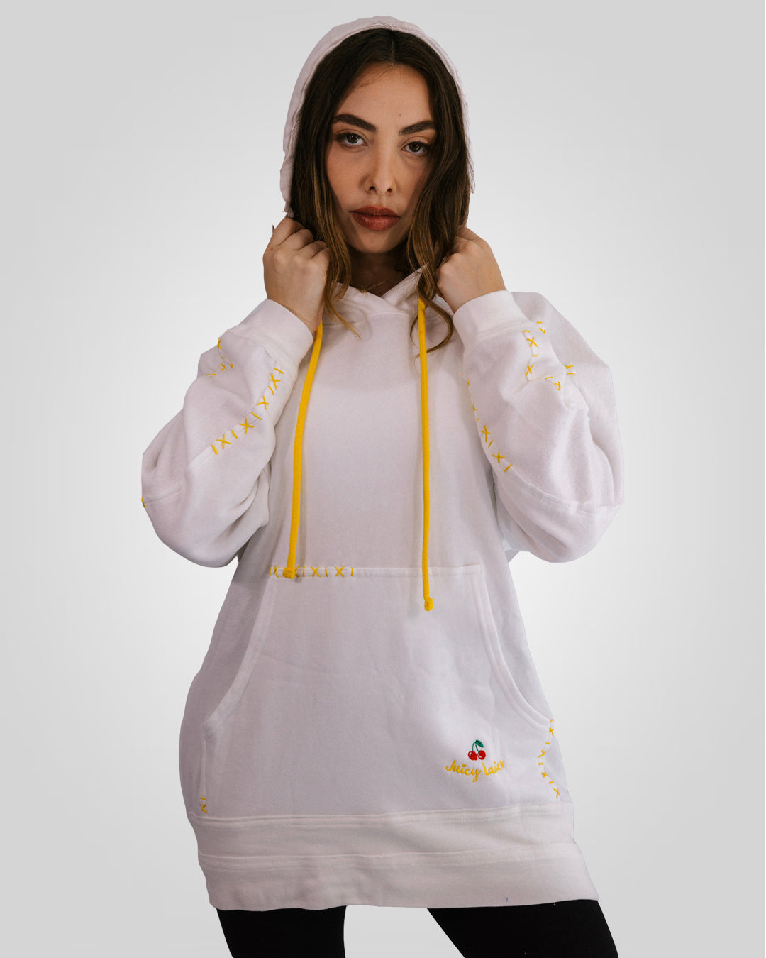 Juicy Ladies Embroidered White Hoodie