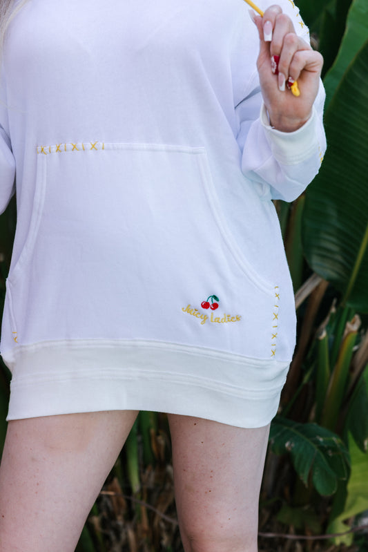 Juicy Ladies Embroidered White Hoodie